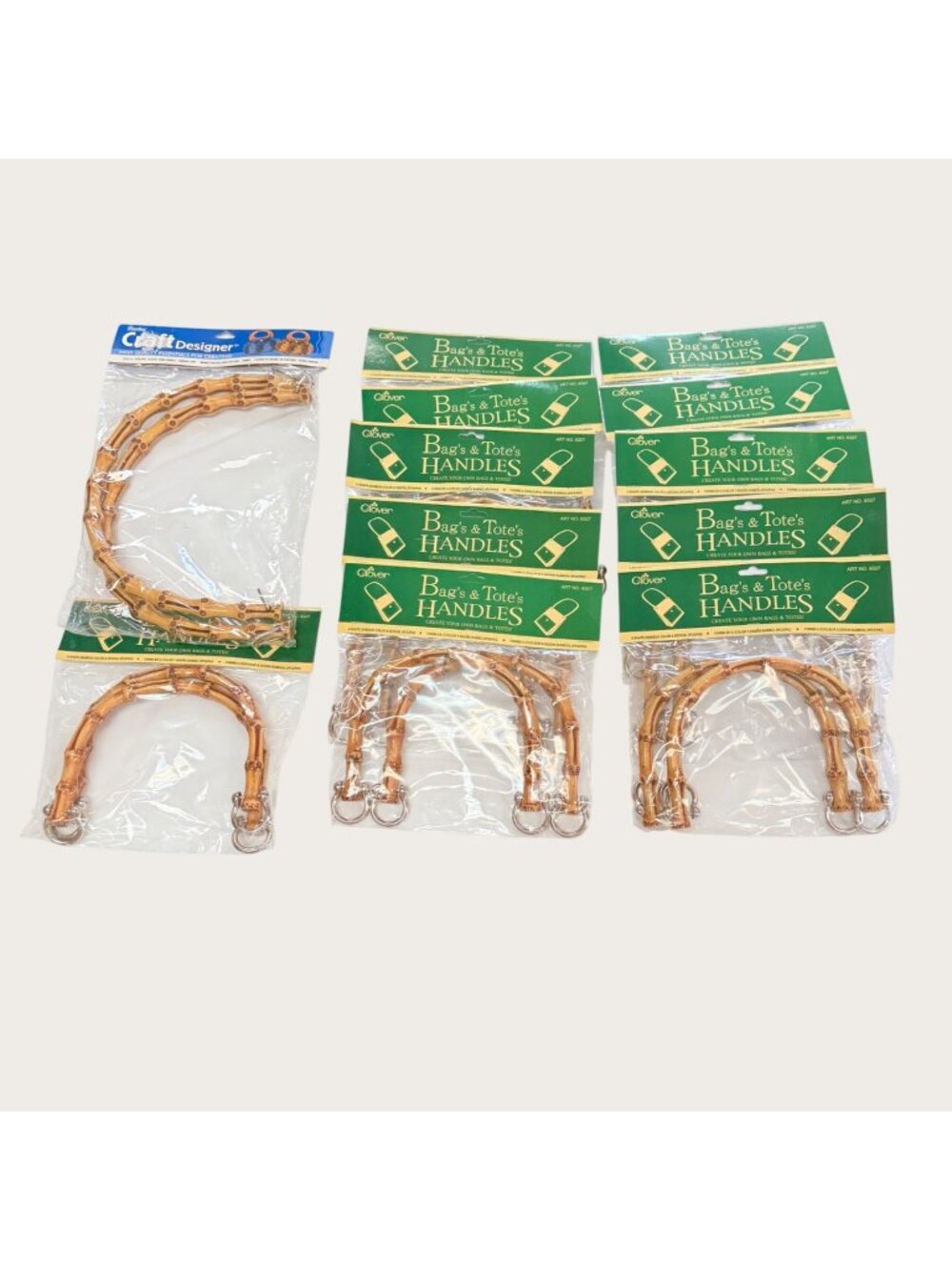 Lot of 12 Plastic Bamboo Bag Purse Handle Pairs 2 Sizes